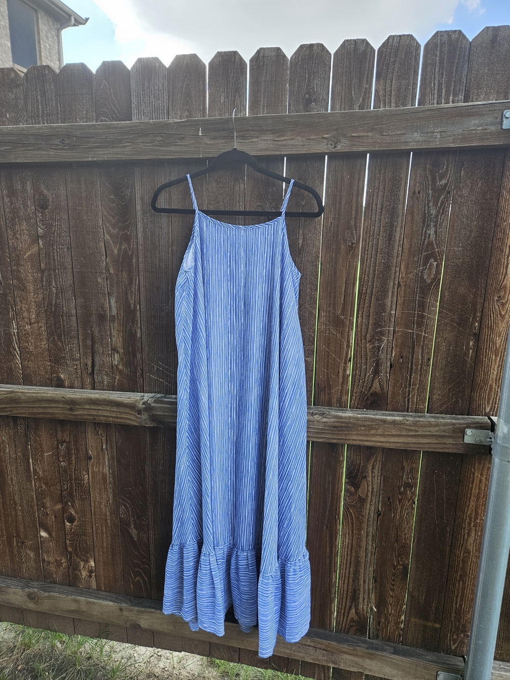 Blue Stripe Ruffle-Hem Dress - Lightweight Summer Sundress